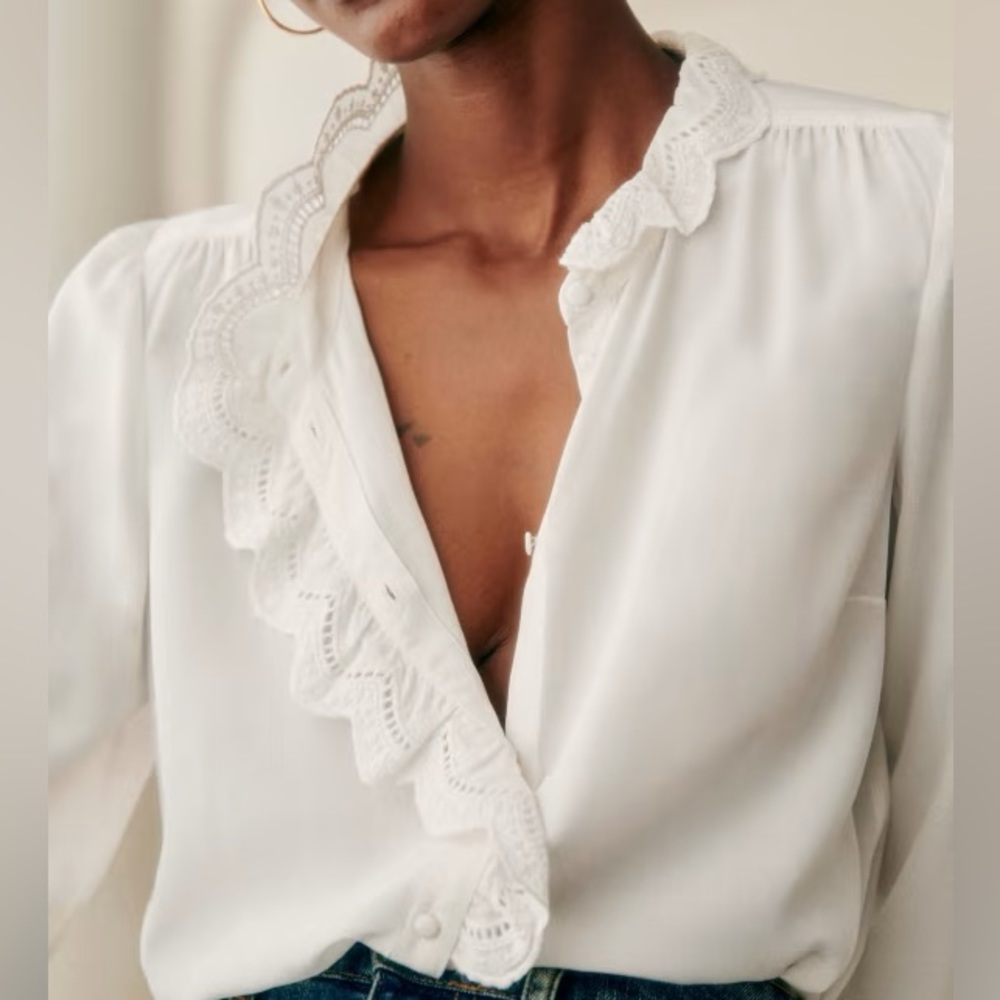 Sezane Chilo Shirt in Ecru